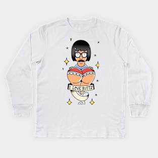 Tina "I love butts" Kids Long Sleeve T-Shirt